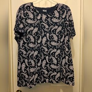 EUC Basic Editions Floral Paisley Top - 1X